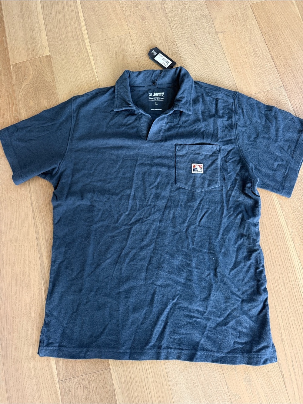 Jetty Men's Navy Short-Sleeve Polo with Chest Pocket